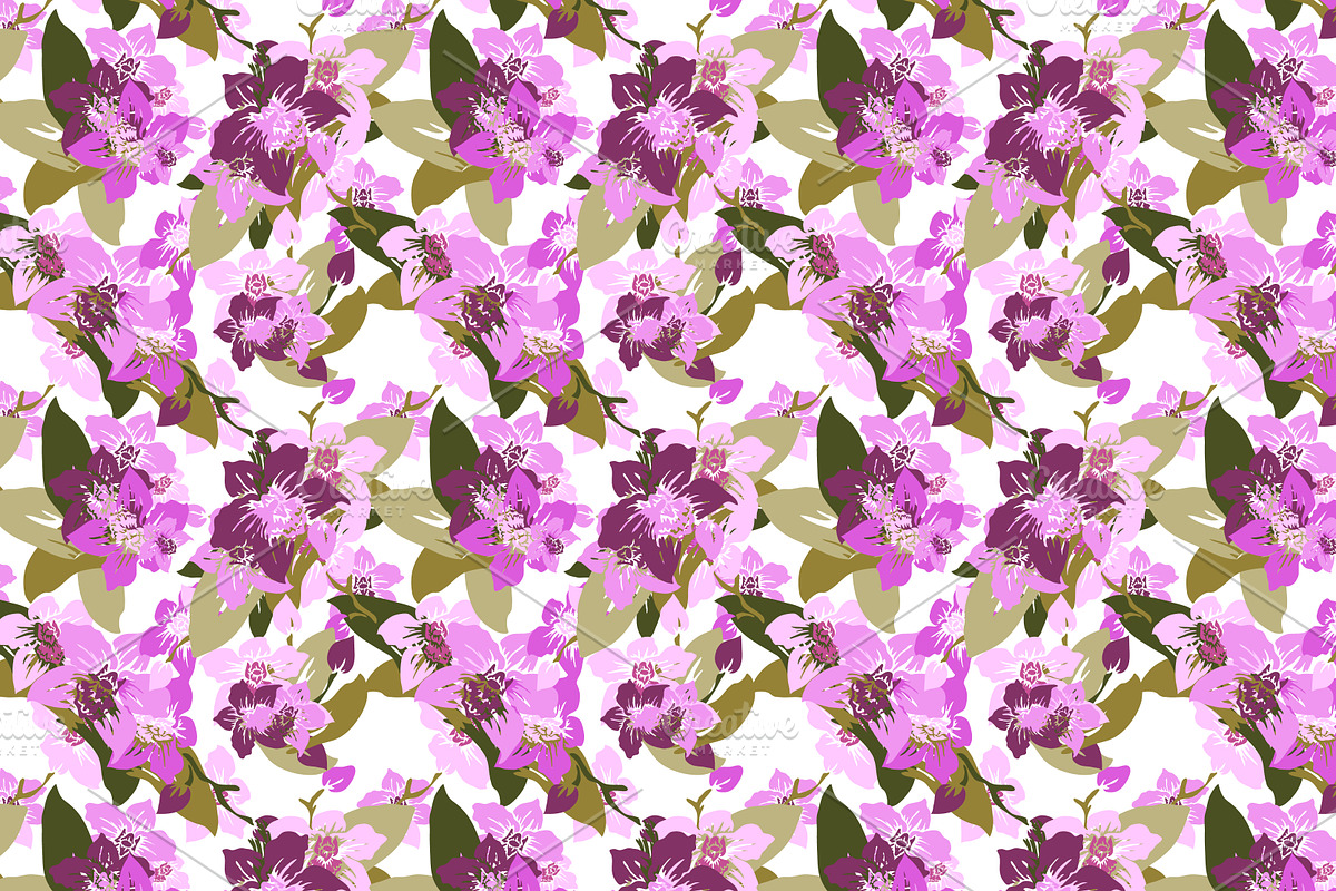 12 Pink Floral Seamless Patterns Set preview 3