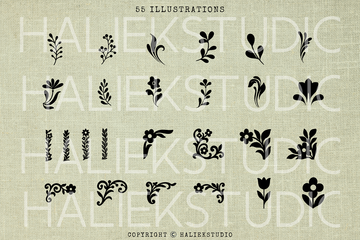 55 Floral Flourish SVG Illustrations, a Decorative Illustration by HalieKStudio (Photo 2 of 9)