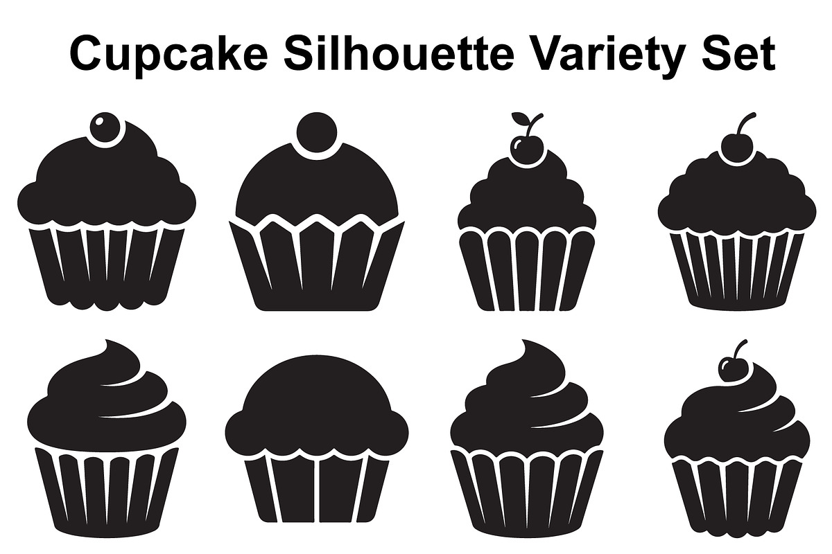 Frosted Cupcake Silhouette Pack, an Object Graphic by Designs_River (Photo 1 of 3)