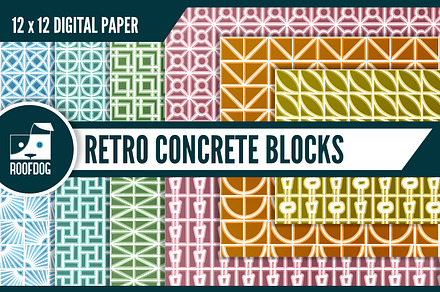 Retro concrete block digital paper