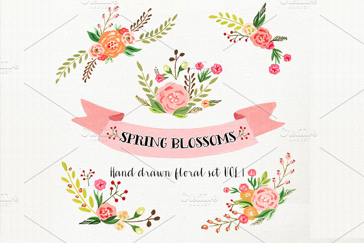 Blossoms - Watercolor floral ClipArt, an Illustration by DigitalCloud (Photo 2 of 3)
