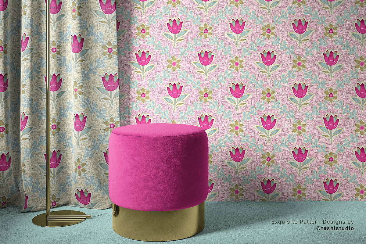 Issa Indian Buta Floral Patterns, a Pattern Graphic by Pink Linen (Photo 6 of 11)