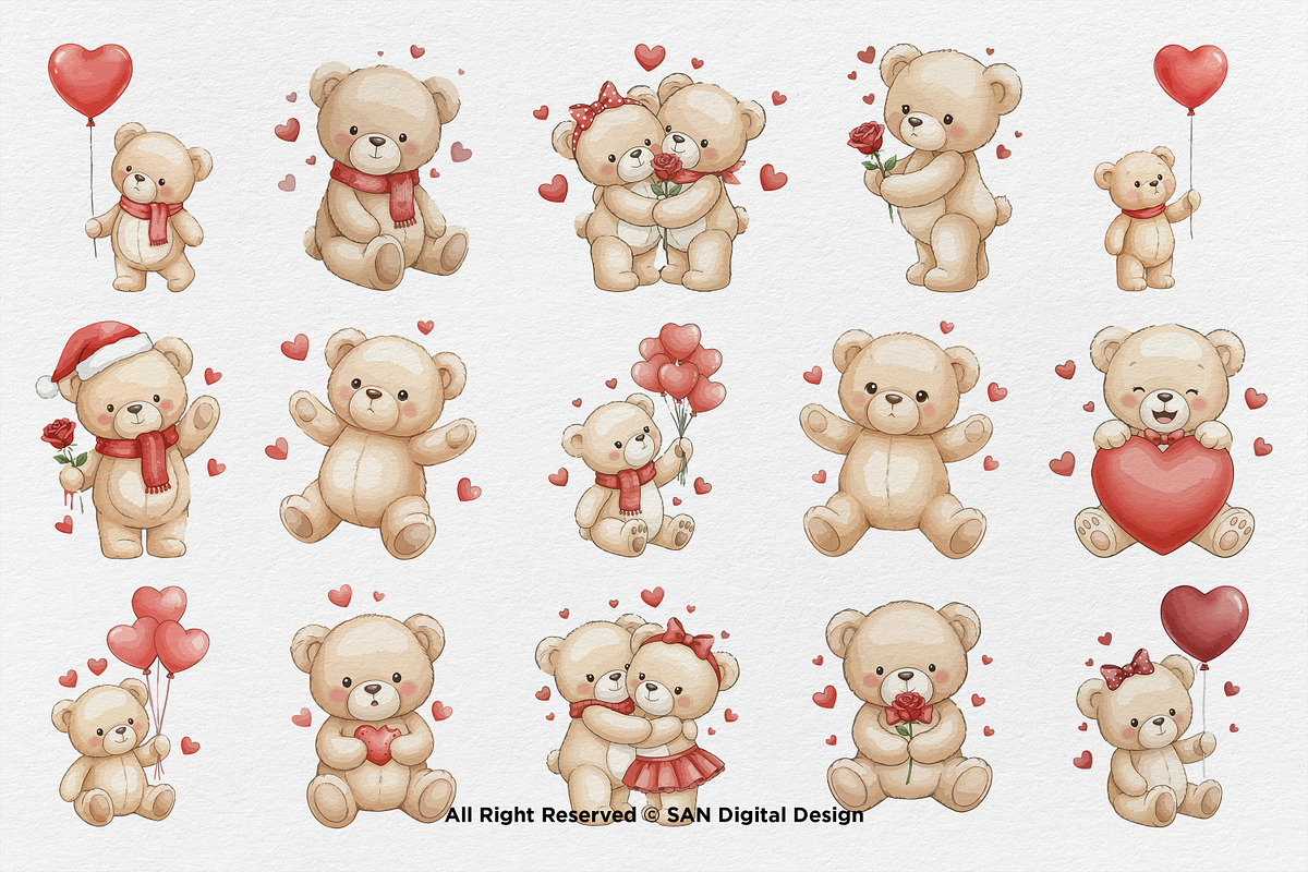 15 Bundle Watercolor Love Bear Wild, an Animal Illustration by Morspective (Photo 8 of 8)