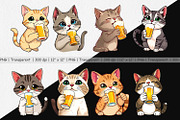 Cat Beer Day Clipart, a Graphic by Artnoy (Thumbnail 2 of 5)