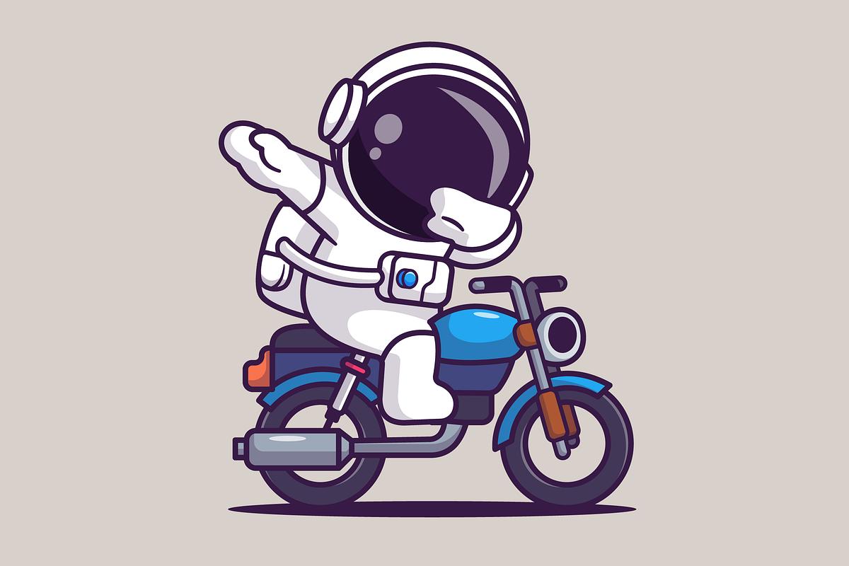 Cute Astronaut Dabbing On Motorcycle, a Transportation Illustration by Catalyst Labs (Photo 2 of 3)
