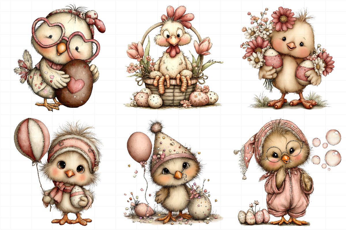 Whimsical Easter Chicken Clipart, an Illustration by Daily.Designs (Photo 5 of 8)