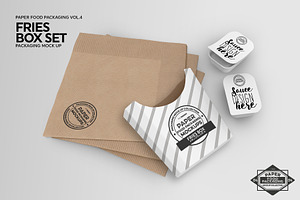 Fries Box Condiments Set Mockup