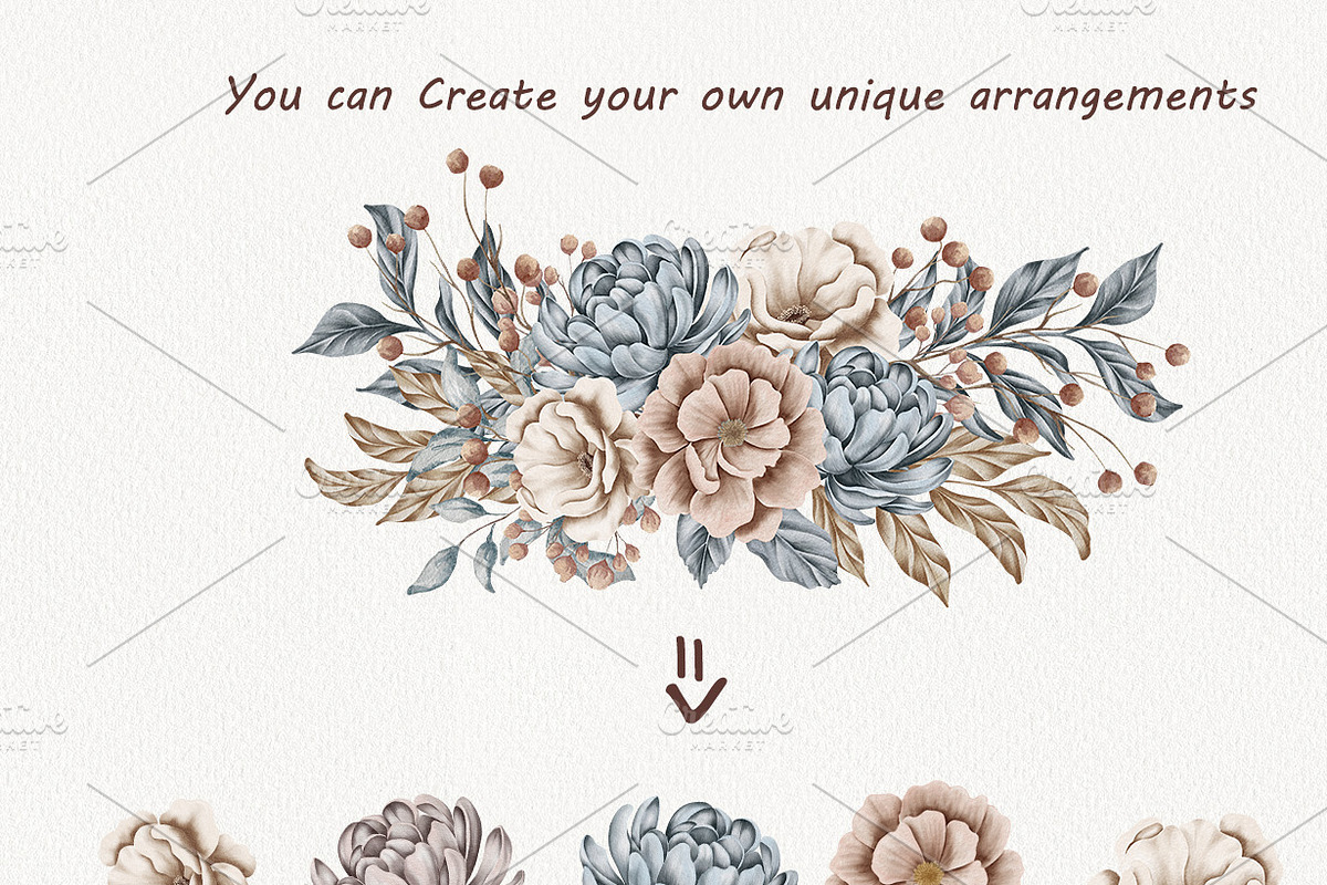 Watercolor Winter Florals Collection, a Decorative Illustration by BarvArt (Photo 5 of 14)