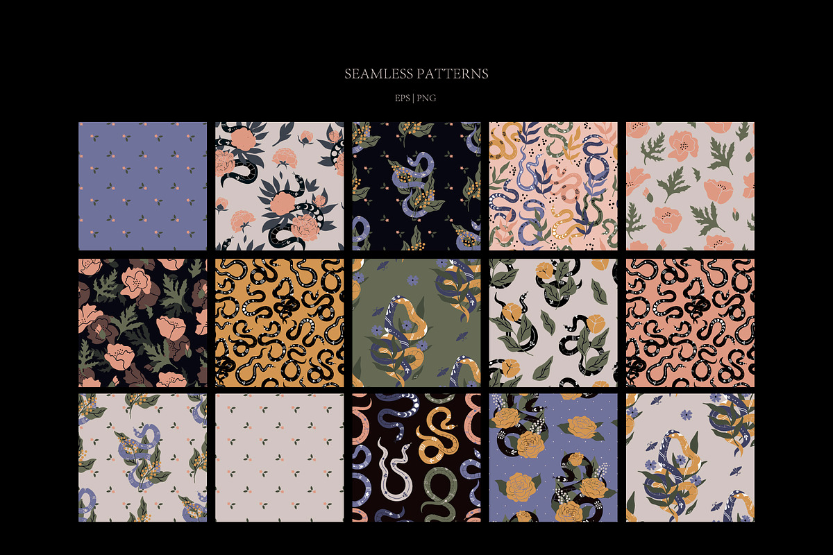 Modern snakes & Floral set., an Object Graphic by Alona Savchuk (Photo 13 of 14)