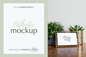Gold Frame Mockup 3x2 Landscape#A