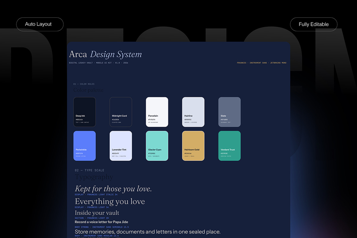 Arca – Digital Legacy Vault App, an UI Kit Template by Pitchlook.Studio (Photo 4 of 4)