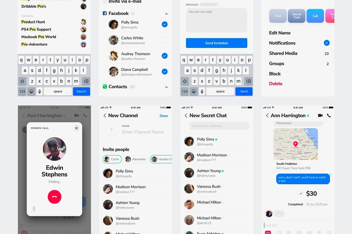 Sparks iOS 11 UI Kit, a Templates & Theme by UI8 (Photo 6 of 9)