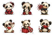 Quirky Valentines Panda Clipart, an Illustration by Dream Creation (Thumbnail 5 of 7)