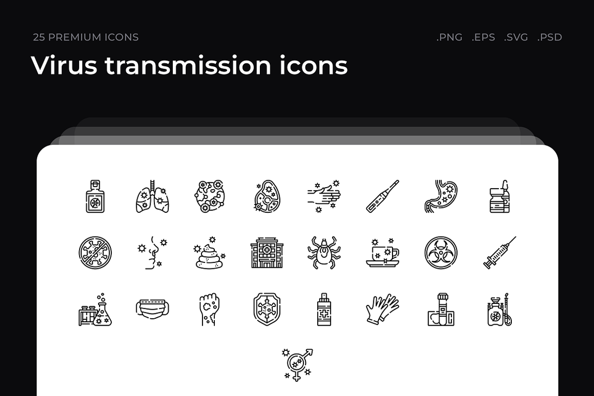 Virus transmission icons, an Outline Icon by Wencory