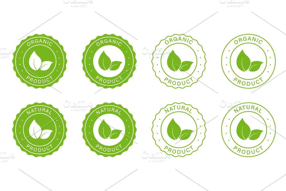 Organic Natural Product Icon Set, an Object Illustration by Vector Creator