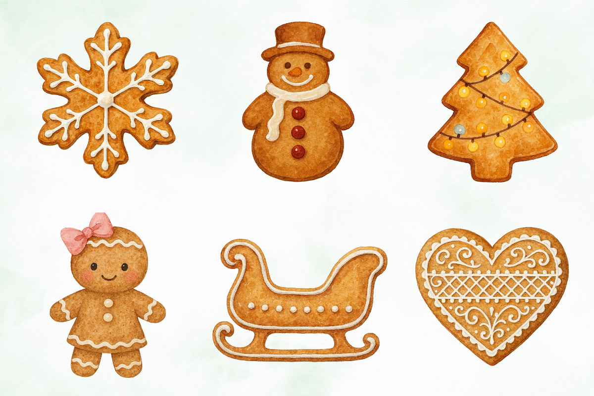 Watercolor Christmas Gingerbread, an Illustration by Creative Art (Photo 6 of 10)
