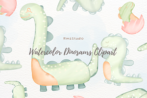 Watercolor Dinosaurs Clipart PNG, an Animal Illustration by RimzStudio