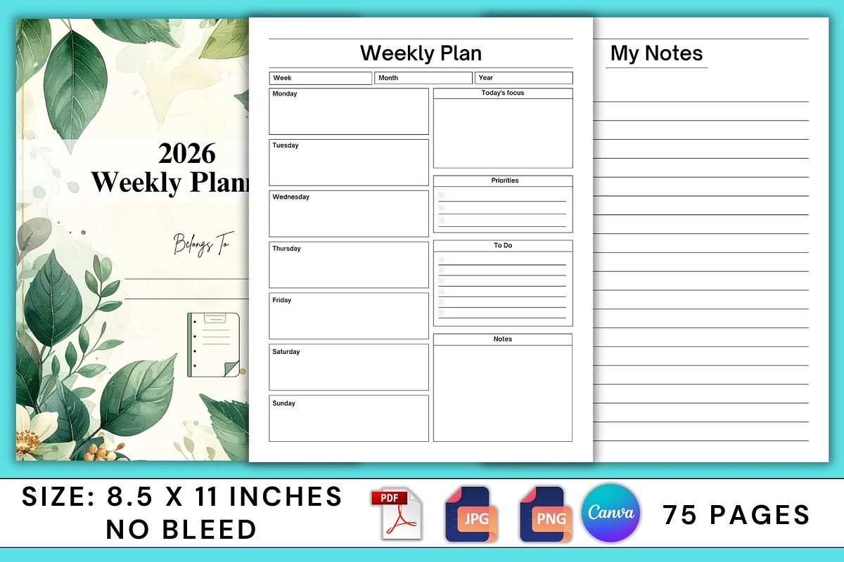 2026 Weekly Planner, a Stationery Template by Designmela01 (Photo 4 of 7)