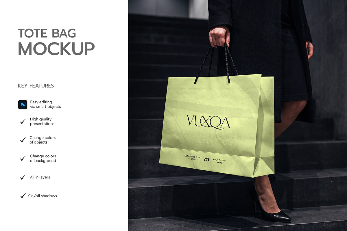 Paper Shopping Bag Mockup with Model, a Packaging Mockup by graphypix (Photo 2 of 4)