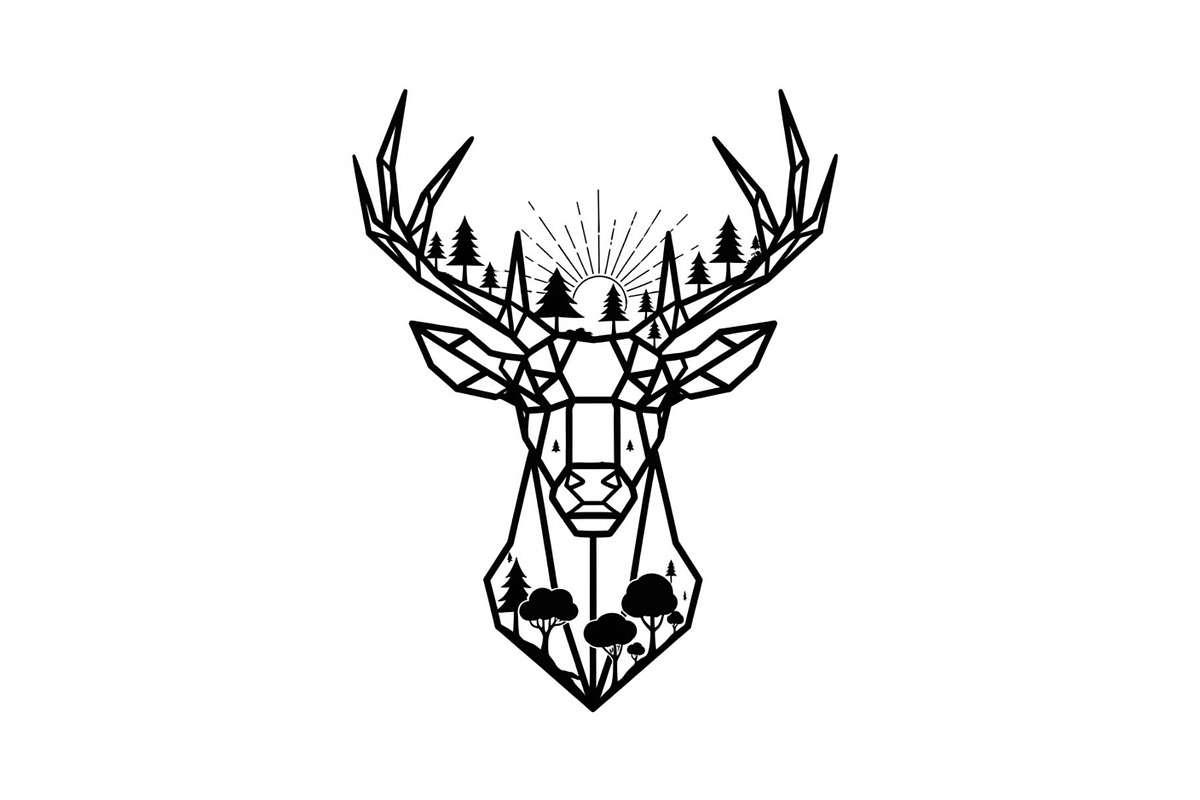 Artistic Geometric Deer Head Bundle, an Illustration by yasushie (Photo 25 of 31)