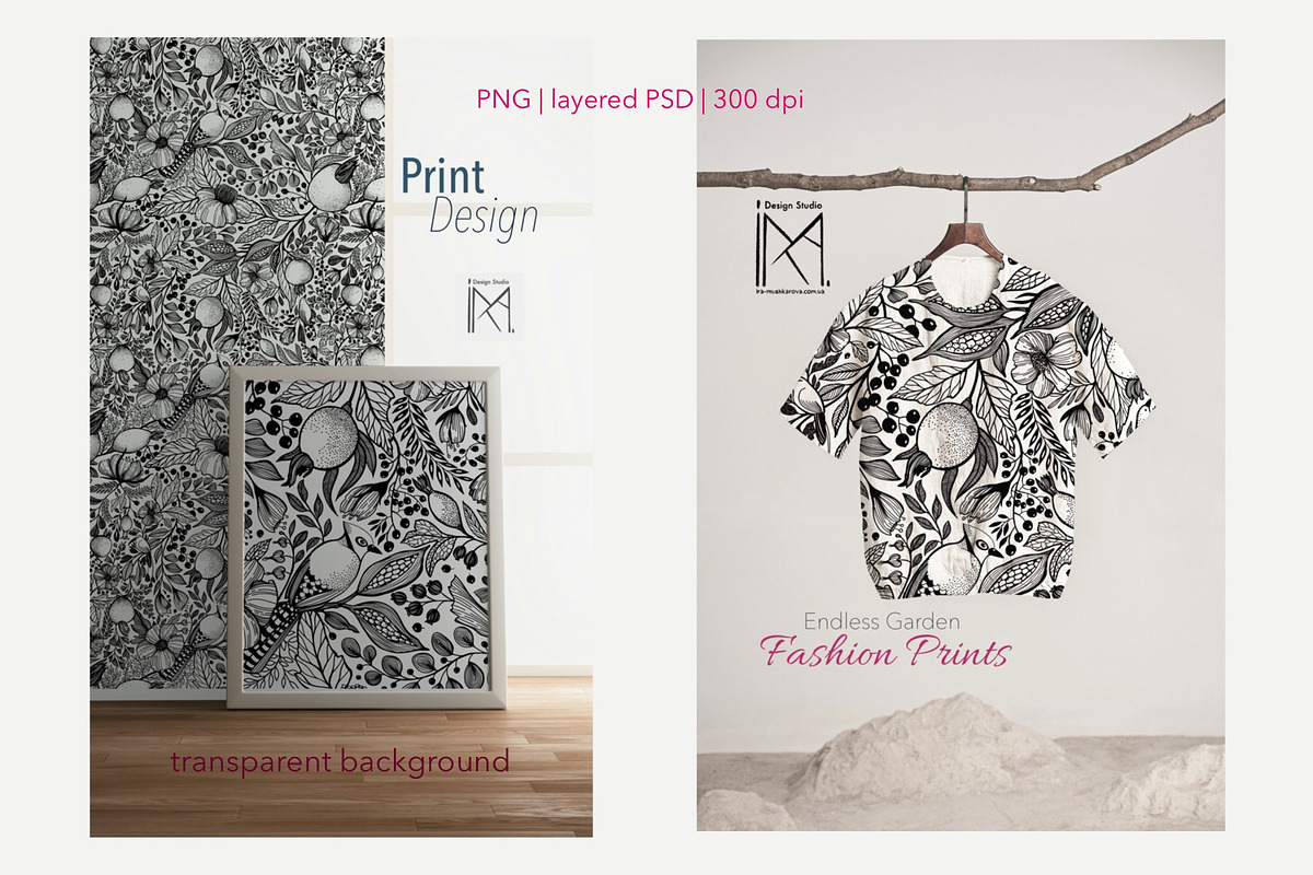 Endless Garden. Black&White pattern, a Pattern Graphic by Marta & Livonka (Photo 7 of 9)