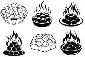 Coal Piles Burning vector, an Object Graphic by Billah Hub