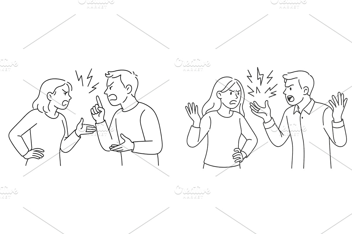 Couples arguing in a flat vector, an Illustration by ZinetroN