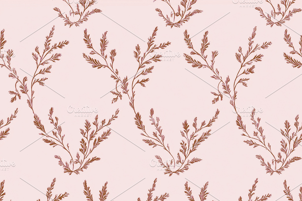 Seamless pattern repeating botanical pattern with leaves and bra, a Pattern Graphic by Studio ANNA