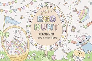 Pastel Easter Egg Hunt Clipart Kit