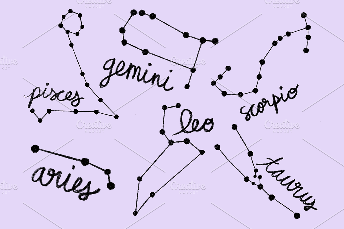 Pencil Drawn Zodiac Sign Icons, a Decorative Illustration by Scribble Society (Photo 3 of 4)