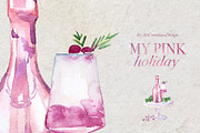 Watercolor My Pink Menu Clipart, a Seasonal Illustration by ArtCreationsDesign (Thumbnail 4 of 7)