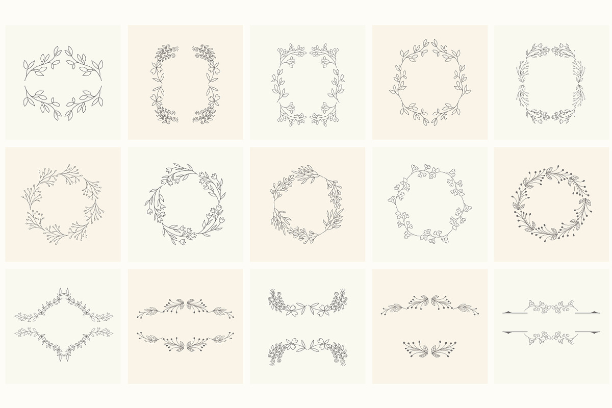 Hand drawn floral frames. Bundle., a Decorative Illustration by Designwork (Photo 16 of 21)