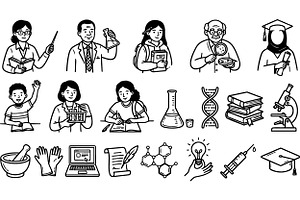 Science Education Vector Clipart Set, an Illustration by designvectx