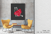 Line art plant and cat drawings, an Animal Illustration by eka panova (Thumbnail 6 of 6)