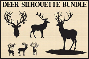 Rustic Deer Silhouette Bundle, an Illustration by Gfx_Store
