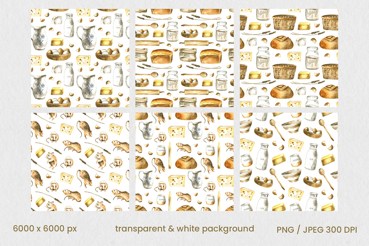 Kitchen Mouse Watercolor Clipart Set, an Animal Illustration by foxsong (Photo 12 of 13)