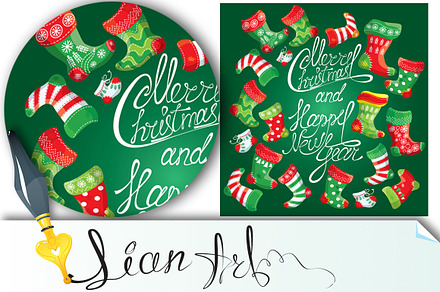 New Year card with Christmas stockin, a Card Template by Lian-art