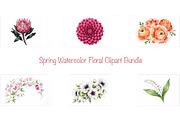 Watercolor Floral Flowers Clipart, an Illustration by VetalStock (Thumbnail 1 of 3)