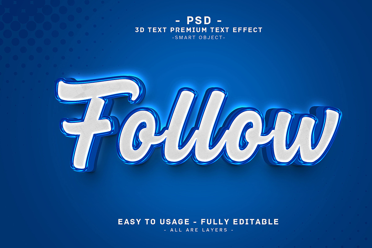 Follow 3D Editable Psd Text Effect, a Layer Style Add-On by Md Jahidul99