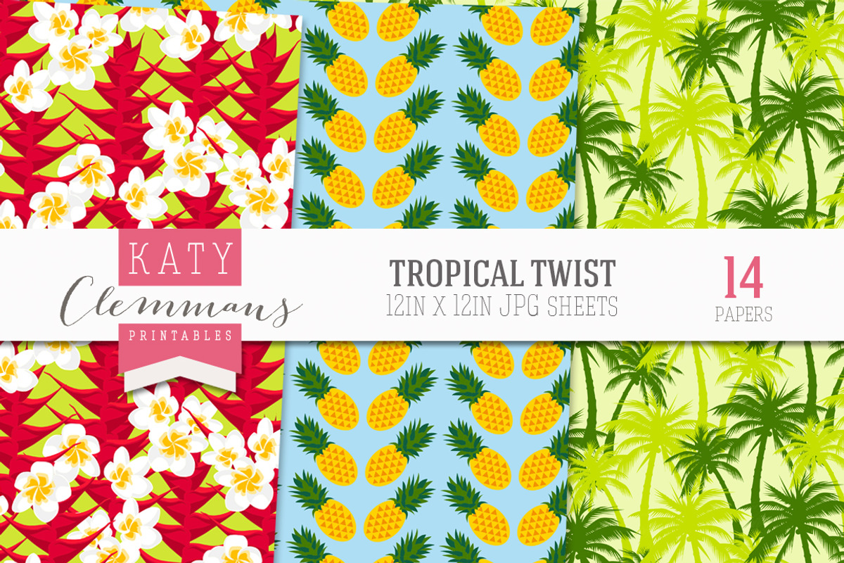 Tropical Twist digital paper pack, a Pattern Graphic by Katy Clemmans (Photo 5 of 5)