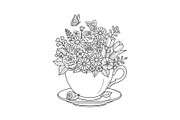 Floral Teacup Line Art Bundle, an Illustration by Gfx_Store (Thumbnail 47 of 51)