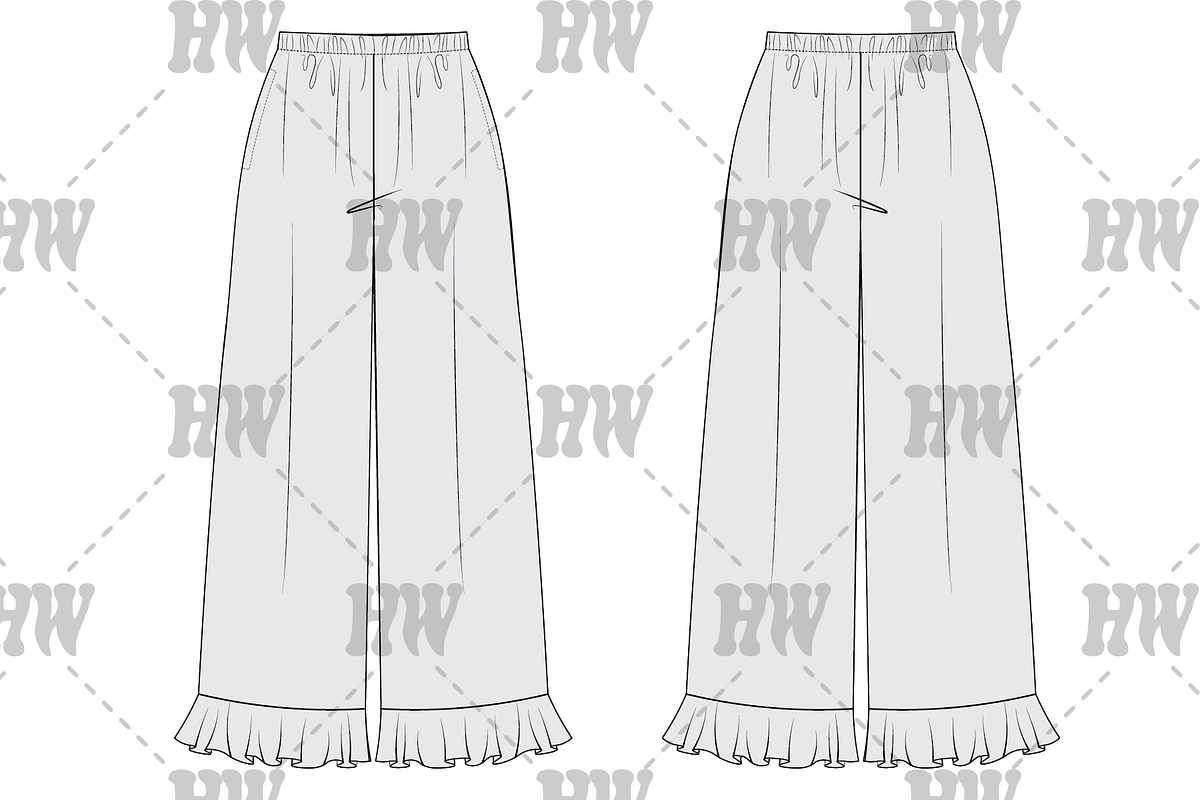 Ruffle Pant Fashion Flat, a Bottom Mockup by haydenwentworth (Photo 1 of 3)