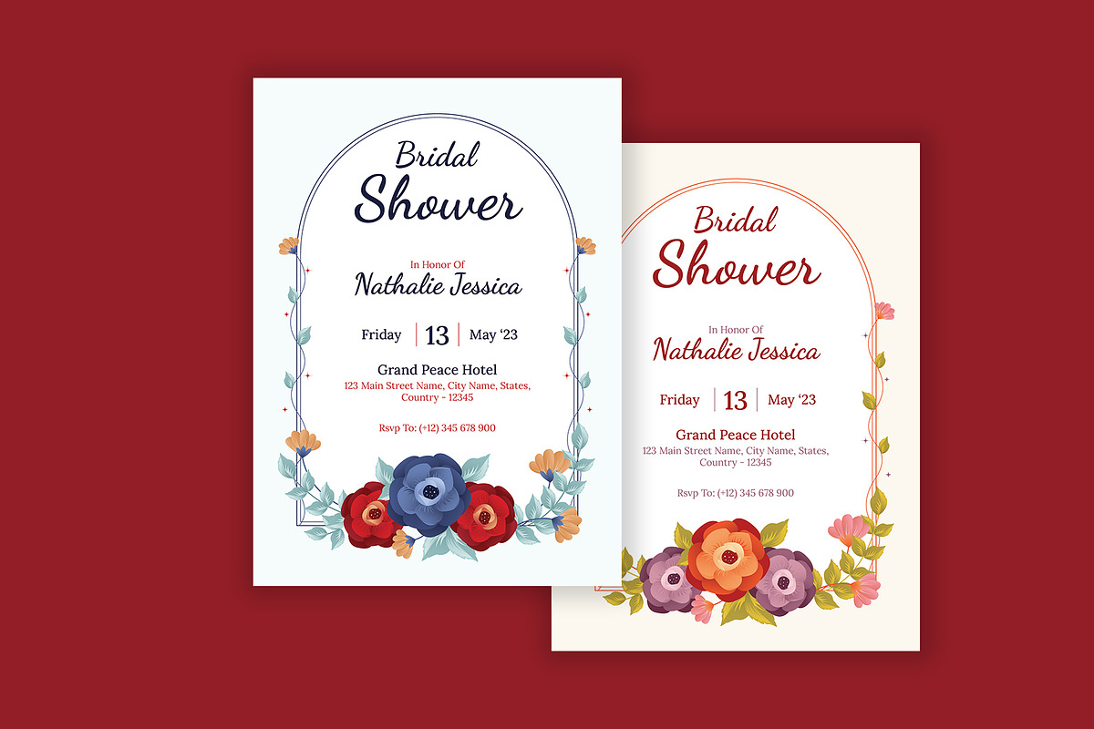 Floral Bridal Shower Invitation, a Card Template by Neermana (Photo 4 of 4)