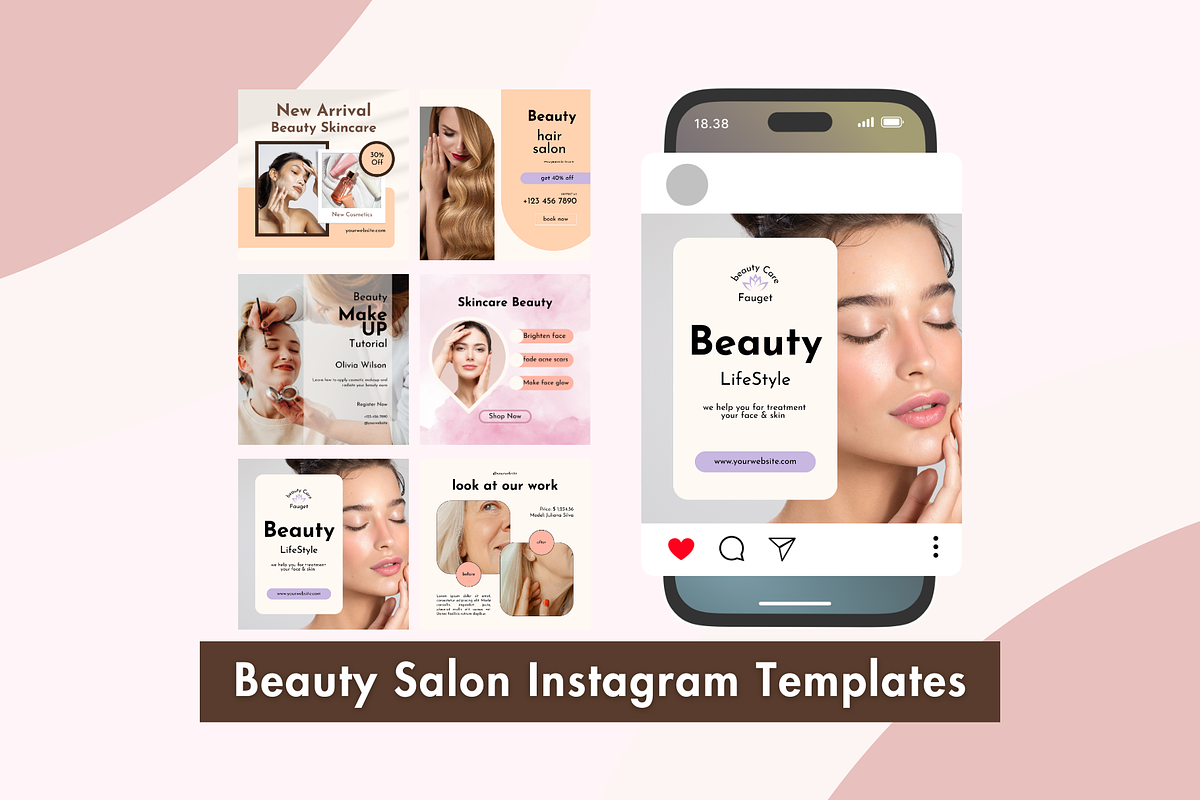 Beauty Salon Instagram Templates, a Social Media Template by Adored Templates (Photo 1 of 10)