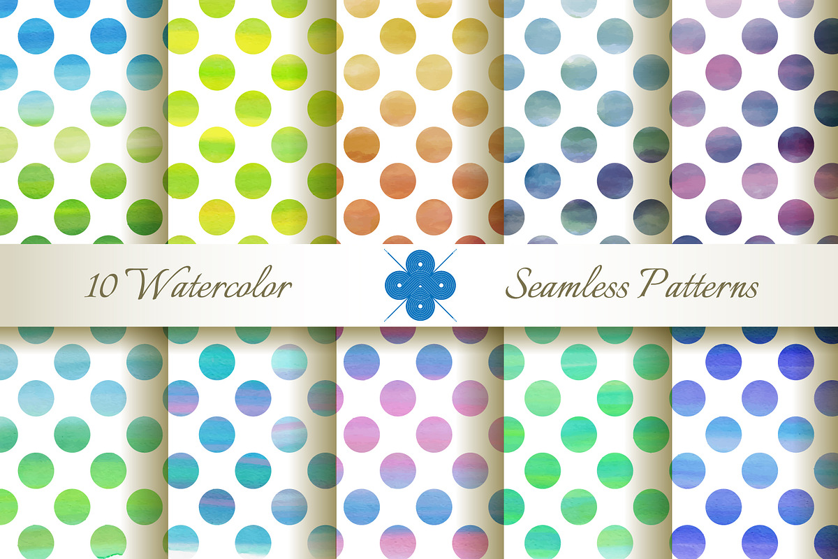 Seamless Watercolor Dotted Patterns, a Pattern Graphic by Patternalized (Photo 1 of 4)
