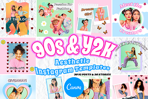 90s & Y2K Aesthetic IG Templates, a Social Media Template by PLANETSEL