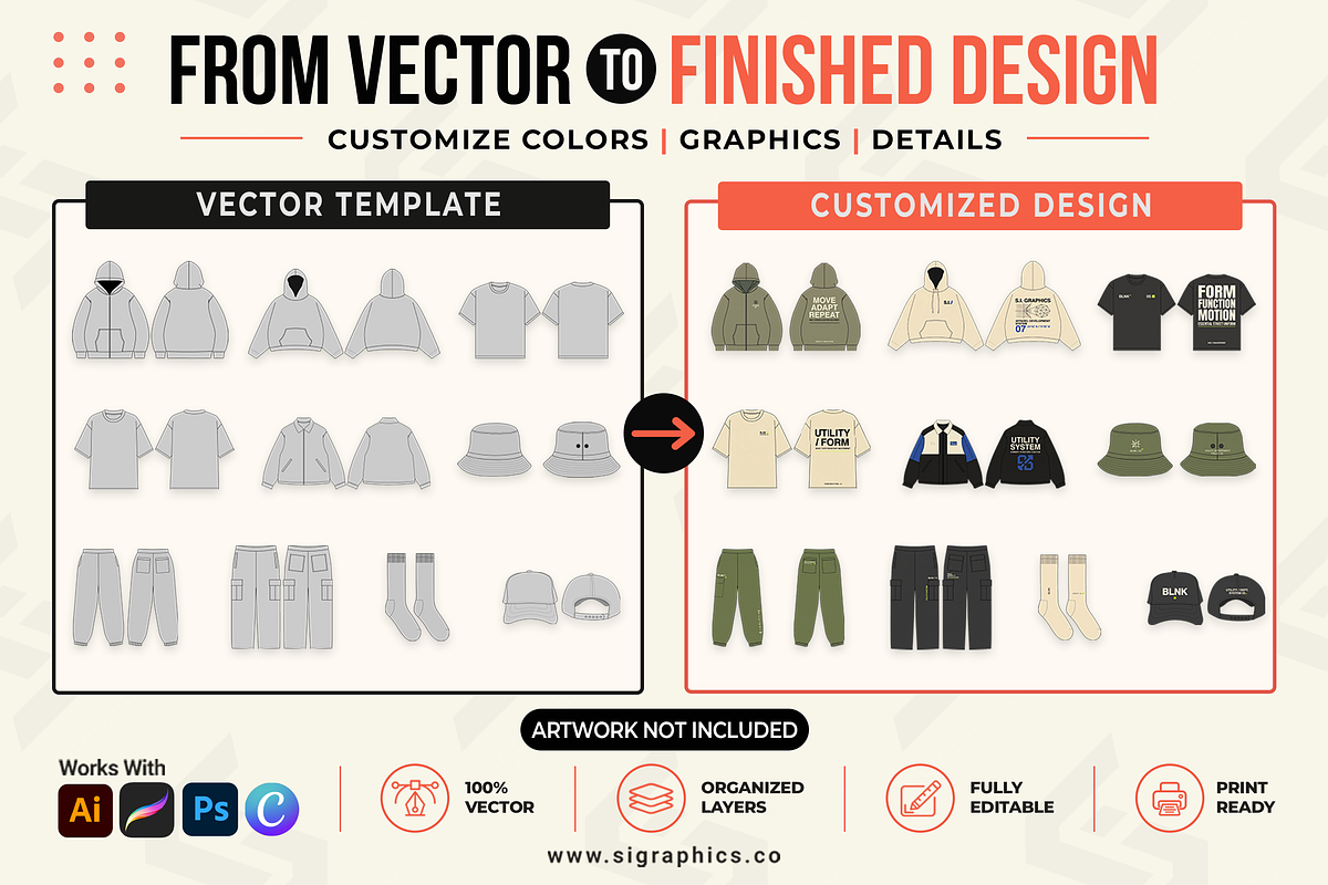 50+ Vector Apparel Mockups Bundle, a Hoody Mockup by S.i. Graphics (Photo 2 of 4)