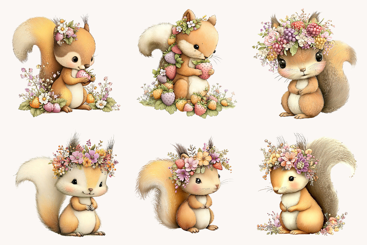 Whimsical Strawberry Squirrel, a Seasonal Illustration by Designworld (Photo 2 of 10)