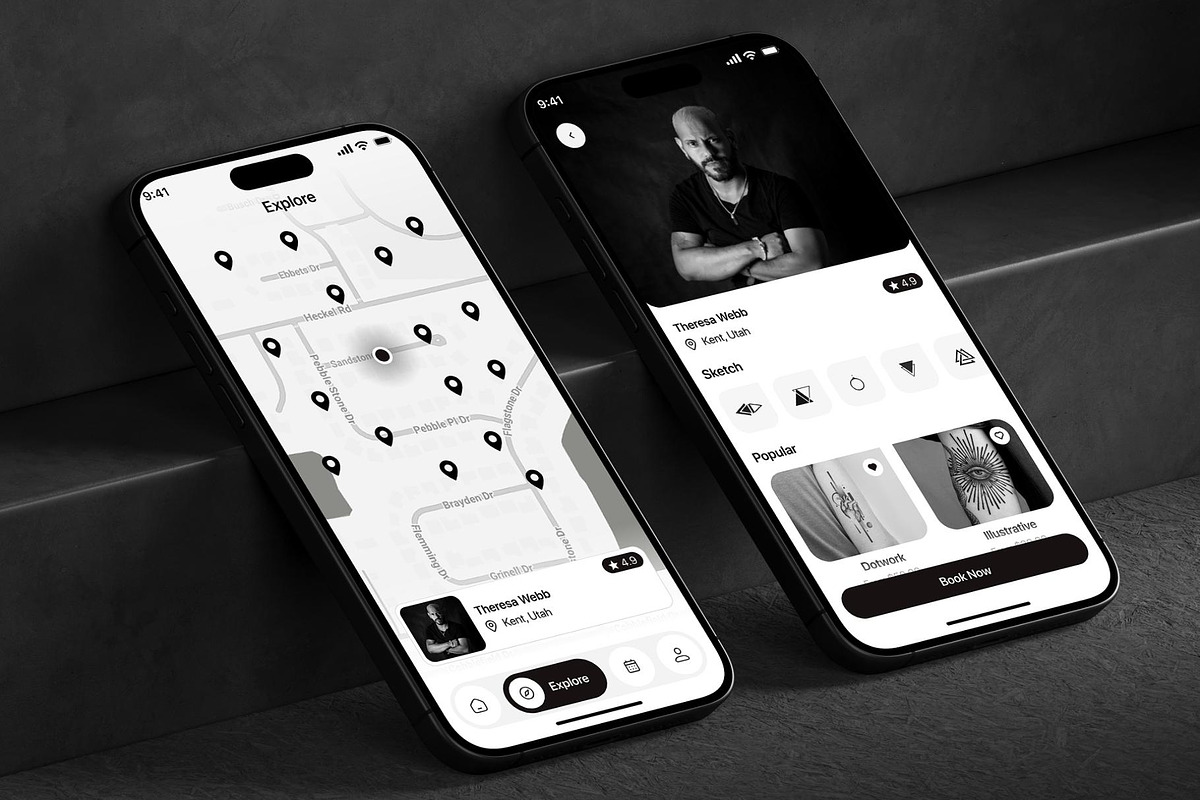 Tattofy - Tattoo booking App UI Kit, an UI Kit Template by Creative Perspective (Photo 8 of 8)