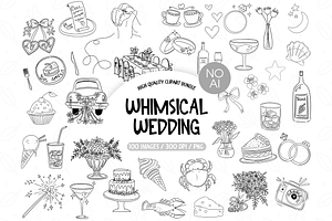Whimsical Wedding Icons Clipart, an Illustration by TatiMockup